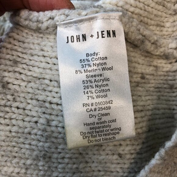 John + Jenn Light Grey Raglan-style Mixed Knit Boxy Turtleneck size M - Picture 11 of 14